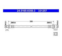 1x Bremsschlauch ATE 24.5165-0350.3 passend für PORSCHE VAG