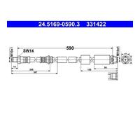 1x Bremsschlauch ATE 24.5169-0590.3 passend für BMW