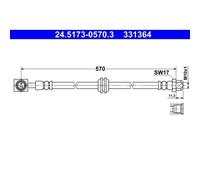 1x Bremsschlauch ATE 24.5173-0570.3 passend für MINI