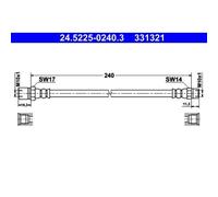 1x Bremsschlauch ATE 24.5225-0240.3 passend für PORSCHE VAG