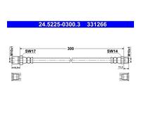 1x Bremsschlauch ATE 24.5225-0300.3 passend für PORSCHE