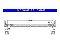 1x Bremsschlauch ATE 24.5246-0216.3 passend für CITROËN PEUGEOT