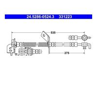 1x Bremsschlauch ATE 24.5286-0524.3 passend für HYUNDAI KIA
