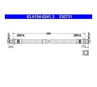 1x Bremsschlauch ATE 83.6104-0241.3 passend für MERCEDES-BENZ VOLVO
