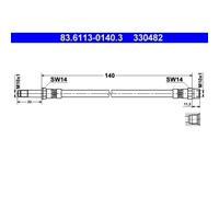 1x Bremsschlauch ATE 83.6113-0140.3 passend für FORD SEAT VAG