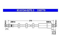 1x Bremsschlauch ATE 83.6134-0270.3 passend für VOLVO