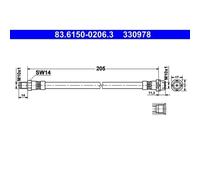 1x Bremsschlauch ATE 83.6150-0206.3 passend für BMW