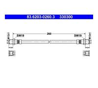 1x Bremsschlauch ATE 83.6203-0260.3 passend für HANOMAG MAN MERCEDES-BENZ