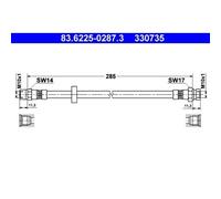 1x Bremsschlauch ATE 83.6225-0287.3 passend für SEAT VAG