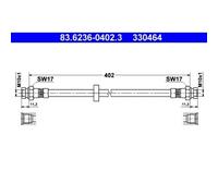 1x Bremsschlauch ATE 83.6236-0402.3 passend für SEAT VAG