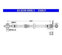 1x Bremsschlauch ATE 83.6238-0508.3 passend für