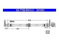 1x Bremsschlauch ATE 83.7750-0513.3 passend für