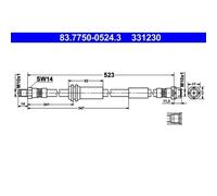 1x Bremsschlauch ATE 83.7750-0524.3 passend für