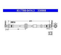 1x Bremsschlauch ATE 83.7788-0414.3 passend für VOLVO