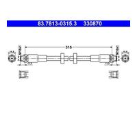 1x Bremsschlauch ATE 83.7813-0315.3 passend für VAG