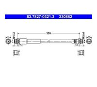 1x Bremsschlauch ATE 83.7827-0321.3 passend für FORD
