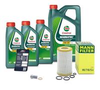 1x Ölwechsel Set - MANN-FILTER ÖLFILTER + 8 L CASTROL MAGNATEC STOP-START 5W-30 A3/B4