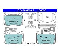 1x ORIGINAL® Ate 13.0470-4893.2 Bremsbelagsatz, Scheibenbremse Vorne, exkl.