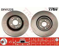1x TRW Bremsscheibe DF4222S Mercedes-Benz M-Klasse W163 1-Stück Vorderachse