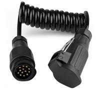 2.0m 13 Poliger Anhängerstecker, Adapter Anhänger Spiralkabel Anhängerkabel Stecker 13 Polig für PKW Anhänger Anhängerkabel 13 Polig für Anhänge r KFZ Wohnwagen Wohnmobil Fahrradträger LKW Kabelbaum
