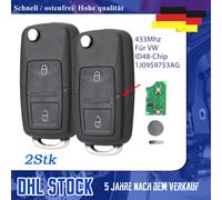 2 433MHz Funk Schlüssel 2 Tasten für VW Bora Golf IV T4 T5 Polo Seat 1J0959753AG