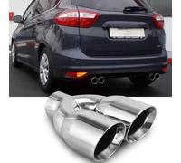 2.5" in Auspuffblende Endrohrblende Edelstahl Doppelrohr Chrom Für Ford C-MAX