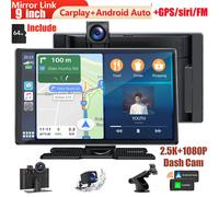 2.5K Dash Cam 9"Tragbarer Autoradio Apple CarPlay Android Auto GPS +1080P Kamera