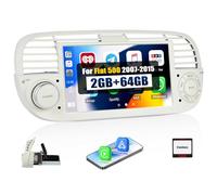 [2+64G] SIXWIN Android 13 Autoradio für FIAT 500 2007-2015 mit Carplay/Android Auto/Mirrorlink,7 Zoll Kapazitive Touchscreen Unterstützt WiFi/GPS/FM/Bluetooth(weiß)