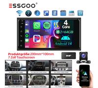 2+64GB Android 14 Carplay Autoradio GPS DAB+ Für Toyota Corolla RAV4 Hilux Camry
