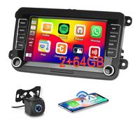 2+64GB Android Autoradio mit Navi für VW Golf 5 6 Polo Skoda Passat Radio, Wireless Carplay Android Auto, 7 Zoll Touch Display Radio mit Bildschirm GPS WiFi Bluetooth FM Rückfahrkamera