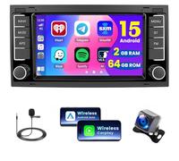 2+64GB Android Autoradio Wireless Carplay für VW Touareg 2004-2011 Transporter T5 Multivan 2004-2009 Touch Screen 7 Zoll Radio mit Android Auto, Navi GPS, WiFi BT, FM RDS, Rückfahrkamera