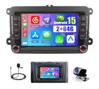 [2+64GB] Hikity Android 15 Autoradio für VW Golf 5 Golf 6 Skoda Polo Passat Tiguan Touran mit Carplay Android Auto Mirrorlink, 7 Zoll Kapazitive Touchscreen mit WiFi GPS Navi FM Bluetooth