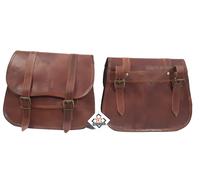 2 Braune Leder Motorrad Satteltaschen Vintage Retro Fahrrad Seitliche Gepäck