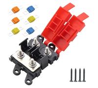 2 Fach Midi Sicherungshalter KFZ, Midi Sicherungskasten Mit 30A 60A 100A Sicherungen, Sicherungshalter Kupfer Stromverteiler, KFZ-Ersatz-Sicherungshalterbox Für Wohnmobil Boot Wohnwagen