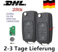 2 Funk Schlüssel 433MHZ ID48 Fernbedienung 1J0959753AG V.-W BORA GOLF 4 POLO T4