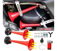 2 Klang Fanfare Hupe Druckluft Horn Nebelhorn mit Kompressor 12V PKW LKW Bus DE