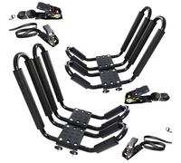 2 Paar Kajak Rack J-Bar Auto Dachträger für Kanu Carrier SUP Paddle Surfboard Mount auf Auto SUV und LKW Querstange, inklusive 4 Stück 2,4 m Dachträger Spanngurte
