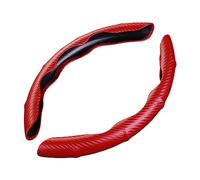 2 Pack Auto Lenkradhüllen Kohlefaser für Sko-da SUV Enyaq iV/Kushaq/Vision/Yeti, Segmentierter Lenkradschutz Cover, Anti Rutsch Atmungsaktiv Lenkrad Abdeckung,Red