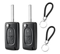 2 Stück 2 Tasten Schlüsselgehäuse CE0523, Autoschlüssel Gehäuse Peugeot, Schlüssel Kompatibel mit Peugeot 207 307 308 407 408 607 Und C2 C3 C4 C5 C6 C8 Xsara, Ersatzgehäuse mit Schlüsselanhänger