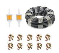 2 Stück Benzinfilter, Motorcycle Fuel Hose Kit, Inline Fuel Filter Line Spring Clamps Set, Universal Fuel Filter Kit, mit 10 Schlauchschellen, 3m Kraftstoffleitung, für Autos, Motorräder und Roller