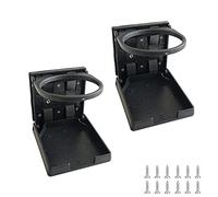 2 Stück Getränkehalter Klappbar Auto, Klappbare Becherhalter, Kunststoff Getränkehalter, mit Schrauben, Gummipads, für Autos, Wohnmobile, Schiffe, Yachten, Trolleys (Schwarz)