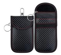 2 Stück Keyless Go Schutz Autoschlüssel, Signalblockiertasche, Faraday Tasche für Autoschlüssel, Signalblockiertasche Autoschlüssel mit Hakensicherungskette