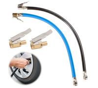 2 Stück Reifenfüllschlauch 36,5cm Lang mit 2pcs 8mm Autoventil Hebelstecker Air Chuck Reifenfüller Schlauch Ventilverlängerung Adapter Motorrad Fahrrad Auto Ventilstecker Ventil Anschluss Schläuche