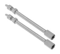 2 Stück Reifenventilverlängerung 100mm aus Metalllegierung, Silber | Fahrräder und Luftschlauch, Portable Ausführung, Werkzeugkappe, Einsatz an Schwer Erreichbaren Ventilstiften