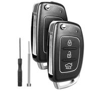 2 Stück Schlüsselgehäuse für Hyundai i10 i20 i30 i40 ix20 ix35 Elantra Tucson Santa Fe, 3-Tasten Autoschlüssel Gehäuse Ersatz Autoschlüssel für Funkschlüssel Klappschlüssel Messertyp