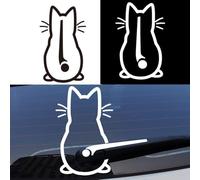 2 Stück Schwarz-weiss Katzen Wischer Aufkleber, Reflektierend Scheibenwischer Aufkleber Lustiger Cartoon Kätzchen Schwanz Aufkleber, Auto Körper Aufkleber Lustige Katze Schwanz Auto Scheibenwisc