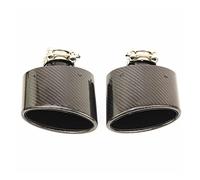 2 STÜCKE Oval Schräg Kohlefaser Auspuffblenden Endrohr Schalldämpfer Spitze Schwarz Rohr Breite 150mm Düse Auto Styling Edelstahl Schalldämpfer (Size : 63mm Inlet)