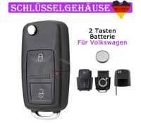 2 Tasten Klapp Schlüssel Gehäuse + Batterie CR2032 für VW Golf IV Seat Skoda