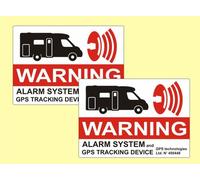 2 x ALARM GESICHERT Aufkleber Wohnmobil Warnschild GPS Sticker Alarmanlage