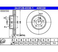 2x ATE Bremsscheibe 24.0128-0330.1